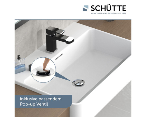Chiuvetă cu baterie neagră și ventil pop-up inclus