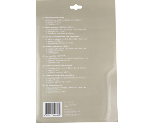 Set 6 pensule de lac, cu patru pensule plate, un malaxor și un deschizător cutii vopsea