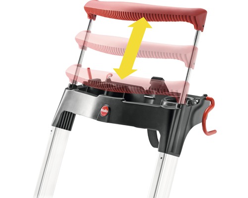 Treaptă reglabilă pe înălțime cu săgeată pentru a demonstra funcția