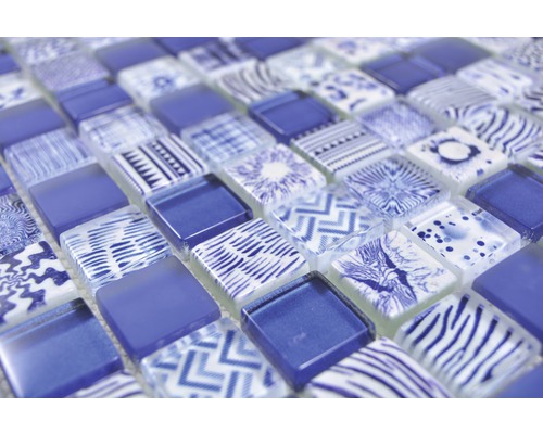 Placă de mozaic cu elemente pătrate din sticlă
