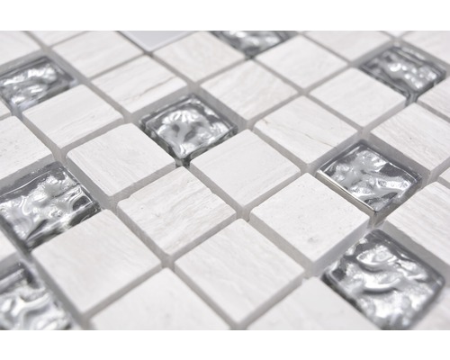 Placă de mozaic cu elemente din sticlă și piatră naturală