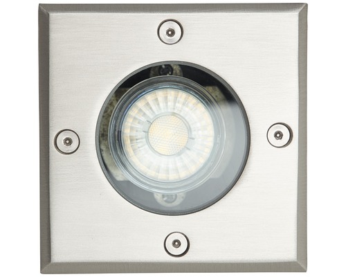 Spot încastrat în pământ, pătrat, din oțel inoxidabil, cu bec LED