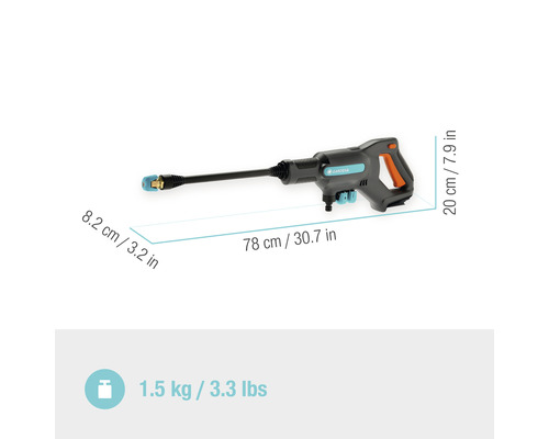 Aparat de spalat cu presiune Gardena cu dimensiuni
