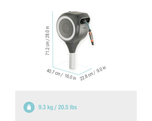 Cutie furtun de perete Gardena cu dimensiuni