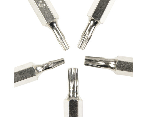 Mai multe biți Torx metalici aranjați într-un model în formă de stea