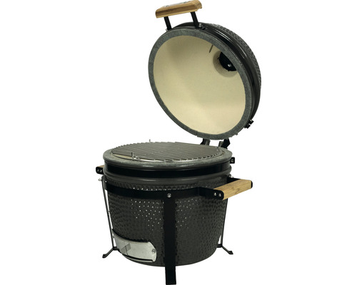 Grătar ceramic cu capac deschis și grătar