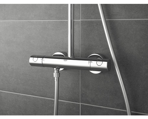 Baterie de duș aparentă cu termostat pentru montaj pe perete
