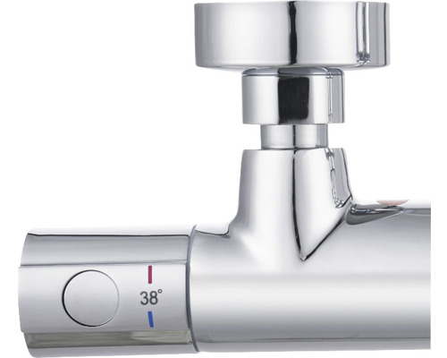 Imagine detaliată a unei armături pentru duș sau cadă cu regulator de temperatură