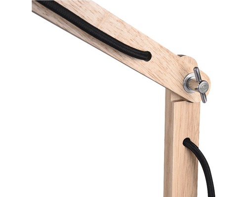 Imagine detaliată cu lampă de birou din lemn cu cablu negru