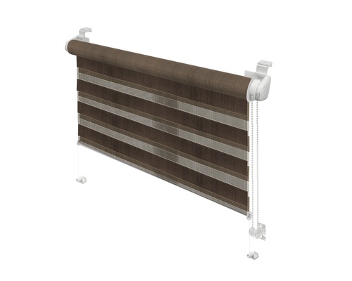 Rulou dublă cu dungi maro și transparente