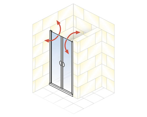 Cabină de duș cu ușă batantă și garnituri