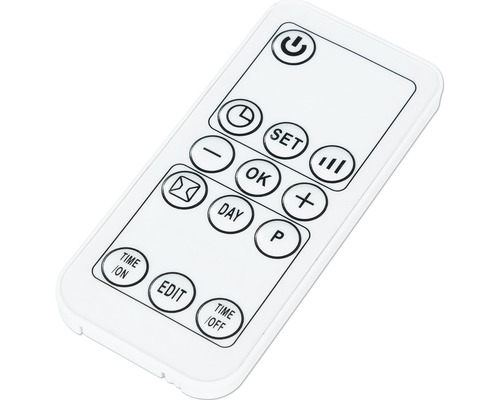 Telecomandă albă cu diverse butoane