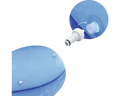 Imagine detaliată a unei piscine cu ventil de scurgere și racord