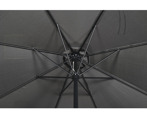 Vedere de jos a unei umbrele de soare cu cadru metalic