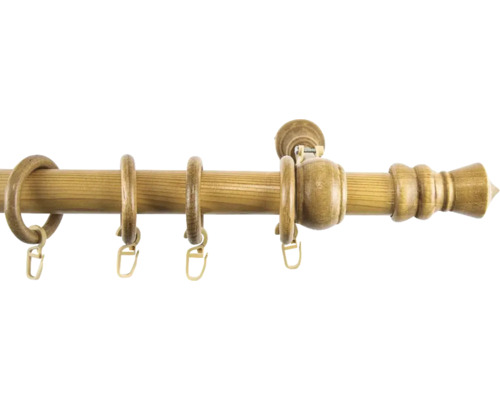 Bară de perdea din lemn cu accesorii pentru agățarea perdelelor