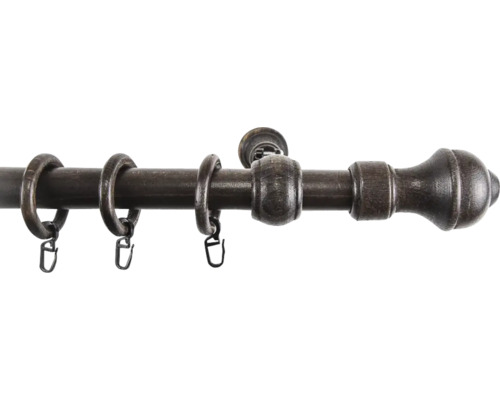 Bară de perdea metalică cu inele și capăt