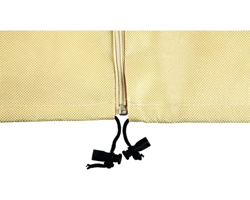 Prim-plan al unei huse de protecție cu fermoar și șnur