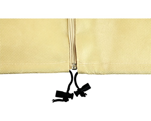 Detaliu husă de protecție cu fermoar și șnur de strângere