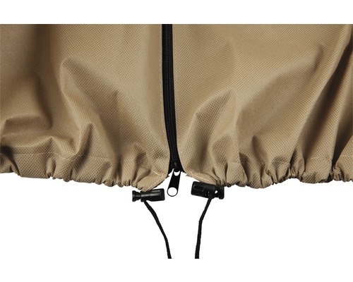 Prim-plan cu husă de protecție cu fermoar și șnur