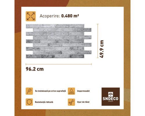 Panou decorativ aspect zidarie cu dimensiunile 96,2 cm x 49,9 cm