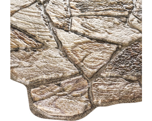 Prim-plan al unei plăci de podea cu aspect de piatră.