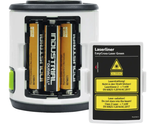 Laserliner EasyCross-Laser Verde cu baterii și avertismente privind radiațiile laser