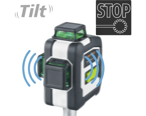 Laser cu linii încrucișate cu funcție de înclinare și avertisment