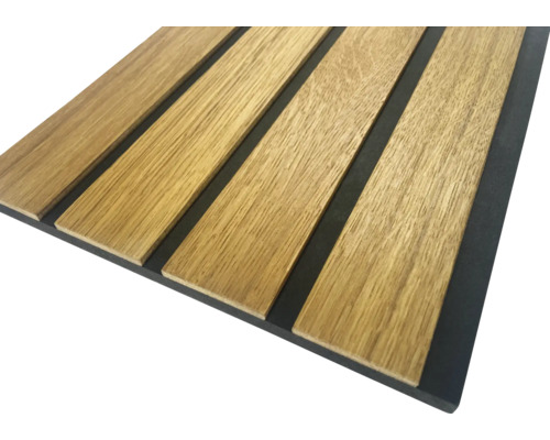 Panou acustic cu lamele din lemn pe suport de pâslă