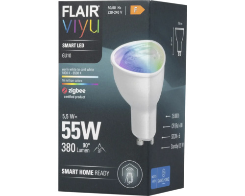 FLAIR Viyu Bec inteligent LED GU10 în ambalajul produsului
