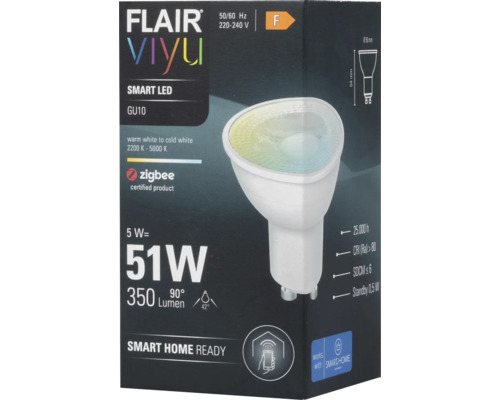 Bec LED inteligent FLAIR Viyu GU10 pentru utilizare cu sisteme Smart Home