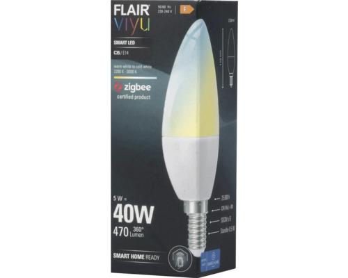 FLAIR Viyu bec LED inteligent C35 E14 în ambalajul produsului