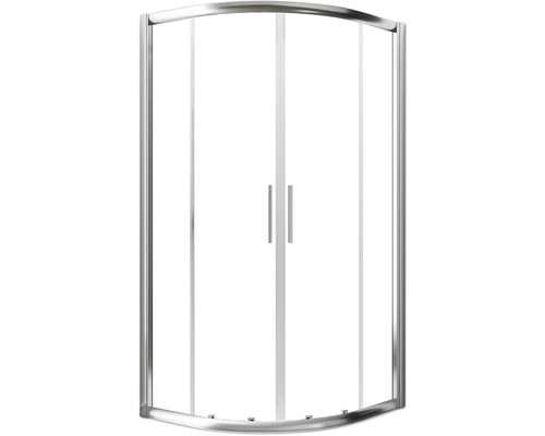 Cabină de duș cu față rotunjită și două uși