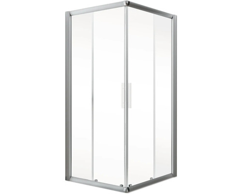 Cabină de duș pe colț cu panouri de sticlă transparente