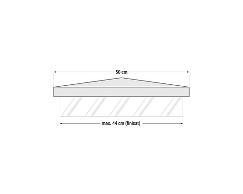 Dimensiunile unui capac de stâlp: 50 cm lățime, adâncime maximă de 44 cm