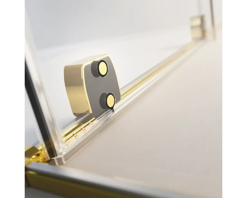 Vedere detaliată a unei cabine de duș cu feronerie pentru uși glisante