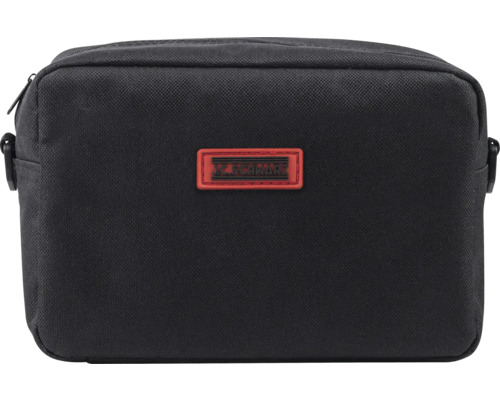 Geantă cosmetică neagră cu fermoar și logo