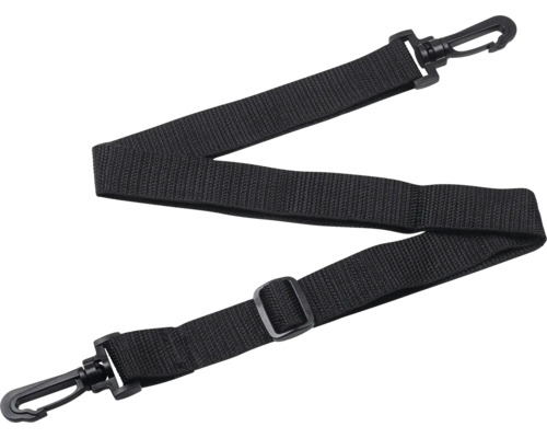Curea de transport neagră cu cârlige carabiniere și mecanism de reglare
