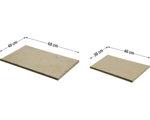 Două plăci de podea de dimensiuni diferite: 60 cm x 40 cm și 40 cm x 30 cm.