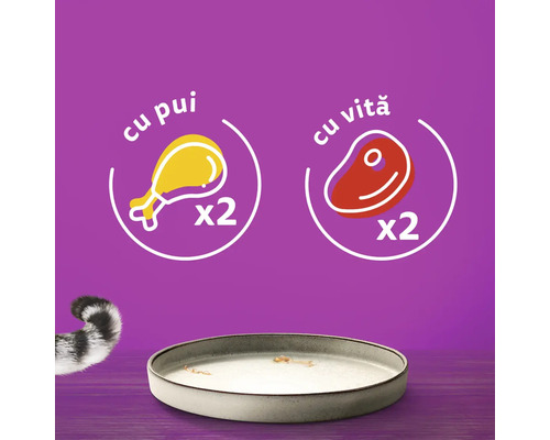 Hrană pentru pisici cu pui și vită