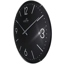 Ceas de perete negru cu cadran și afișaj orar