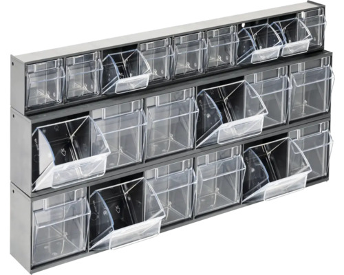 Sistem de depozitare cu sertare transparente pentru sortarea sculelor