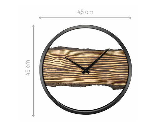 Ceas de perete cu disc de lemn și diametru de 45 cm
