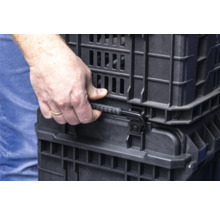 Ladă plastic perforată Industrial 564x320x250 mm neagră, cu mânere-thumb-4