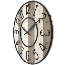 Ceas de perete Nextime din lemn cu indicatoare și cifre metalice