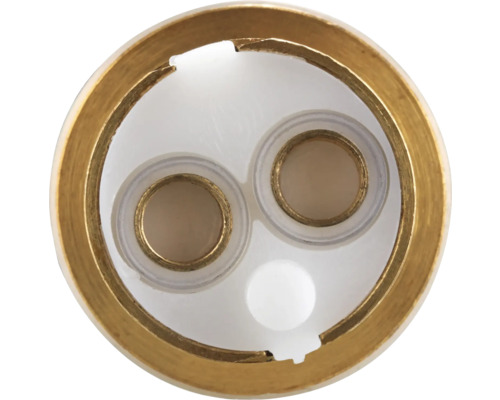 Vedere interioară a unui robinet sanitar cu două orificii