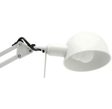 Lampă de birou albă cu braț reglabil și abajur