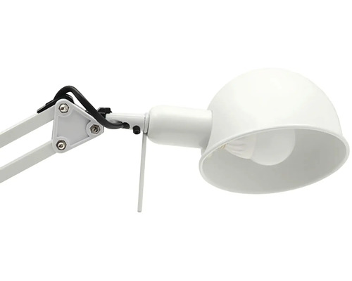 Lampă de birou albă cu braț reglabil și abajur