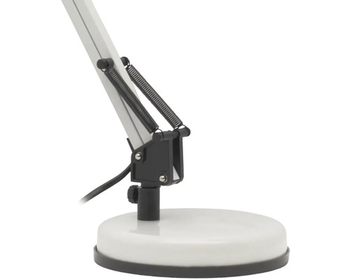 Imagine detaliată cu o lampă de birou cu mecanism cu arc și bază rotundă