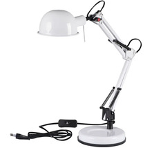 Lampă de birou albă cu braț pivotant pentru lumină flexibilă