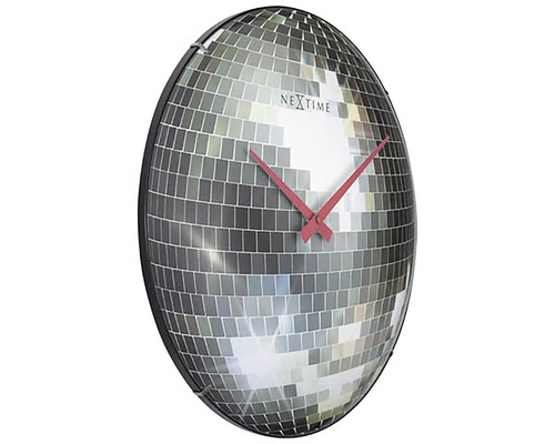 Ceas de perete cu mozaic de oglindă și indicatoare roșii